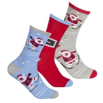 Womens / Ladies Cotton Rich Festive Socks (3 Pairs)