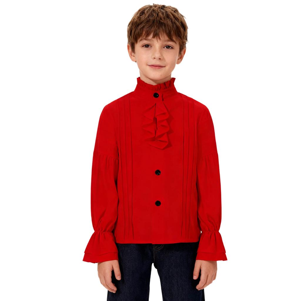 Dětský renesanční kostým Středověký viktoriánský vintage retro design Pirátská košile Volán Dlouhý rukáv Volánková košile