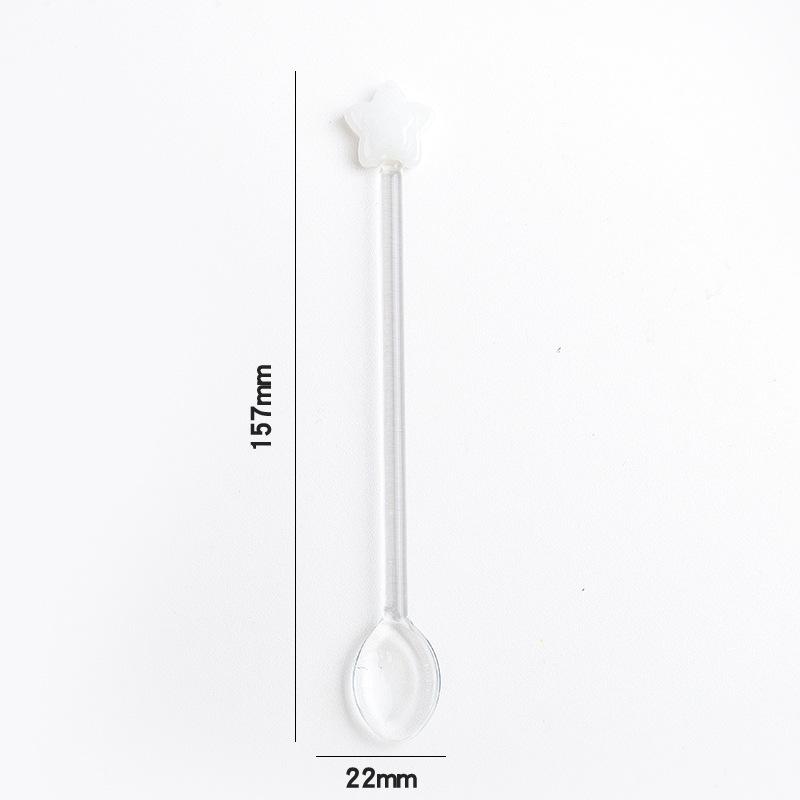 Creative Star Coffee Spoon Kitchen Dessert Cake Scoops Colorful Glass Tea Spoons Long Handle Mixing Round Spoon