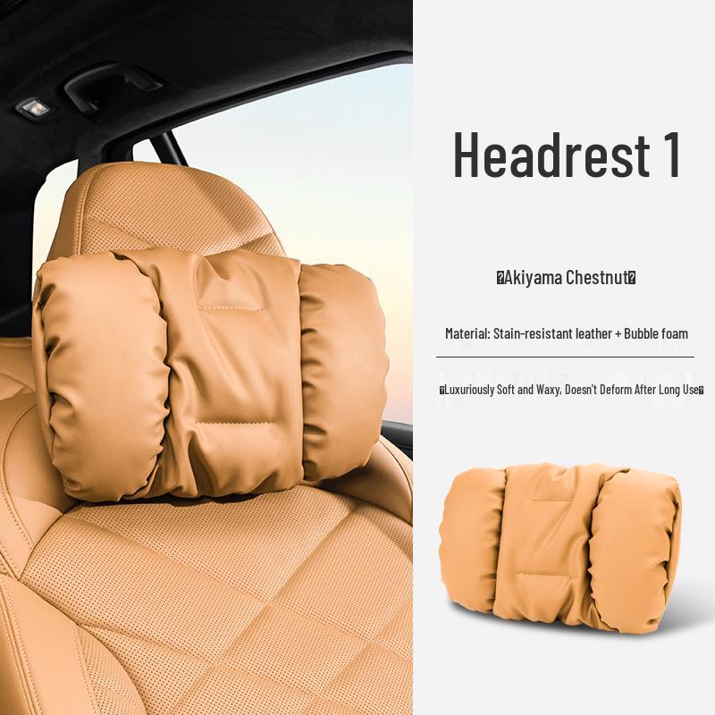Luxury Leather Car Neck & Lumbar Support Pillow Set