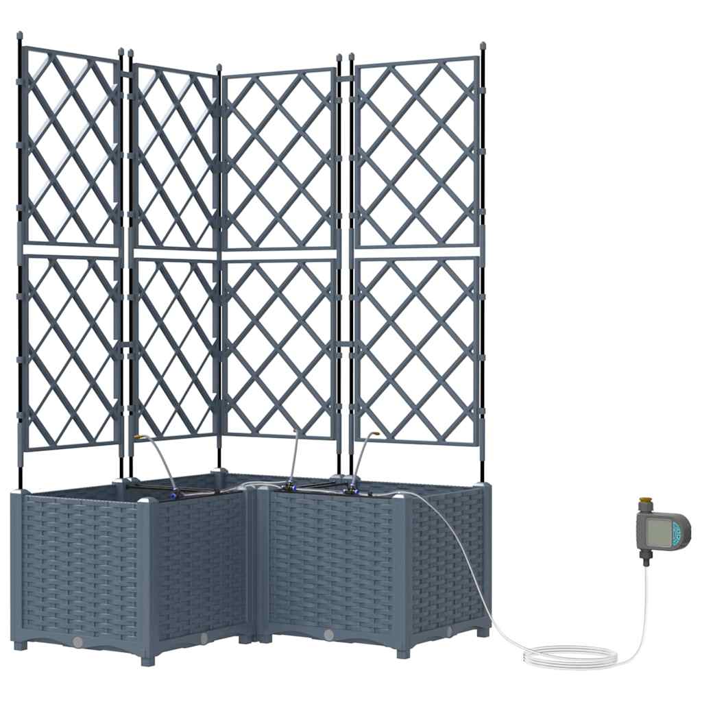 Garden Planter Set 3 Pcs Light Grey 80 X 80 X 142 Cm Plastic