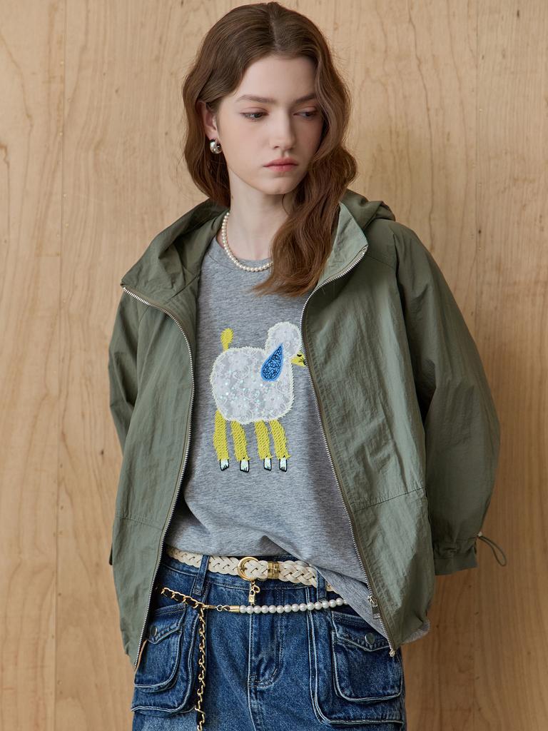 Maxza Flap Pocket Loose Fit Hooded Cropped Field Jumper