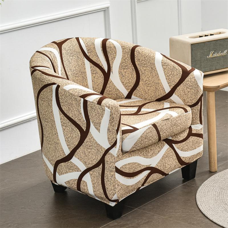 Elastische Clubbankhoes Geometrisch Split Stijl Kuipstoelhoes Stretch Spandex Bank Fauteuilhoezen met Kussenhoes Thuis