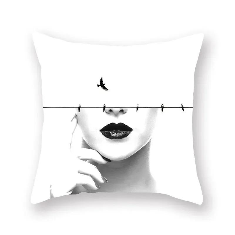 Black And White Striped Creative Decorative Pillowcase Living Room Office Ornaments Home Decoration Pillowcase