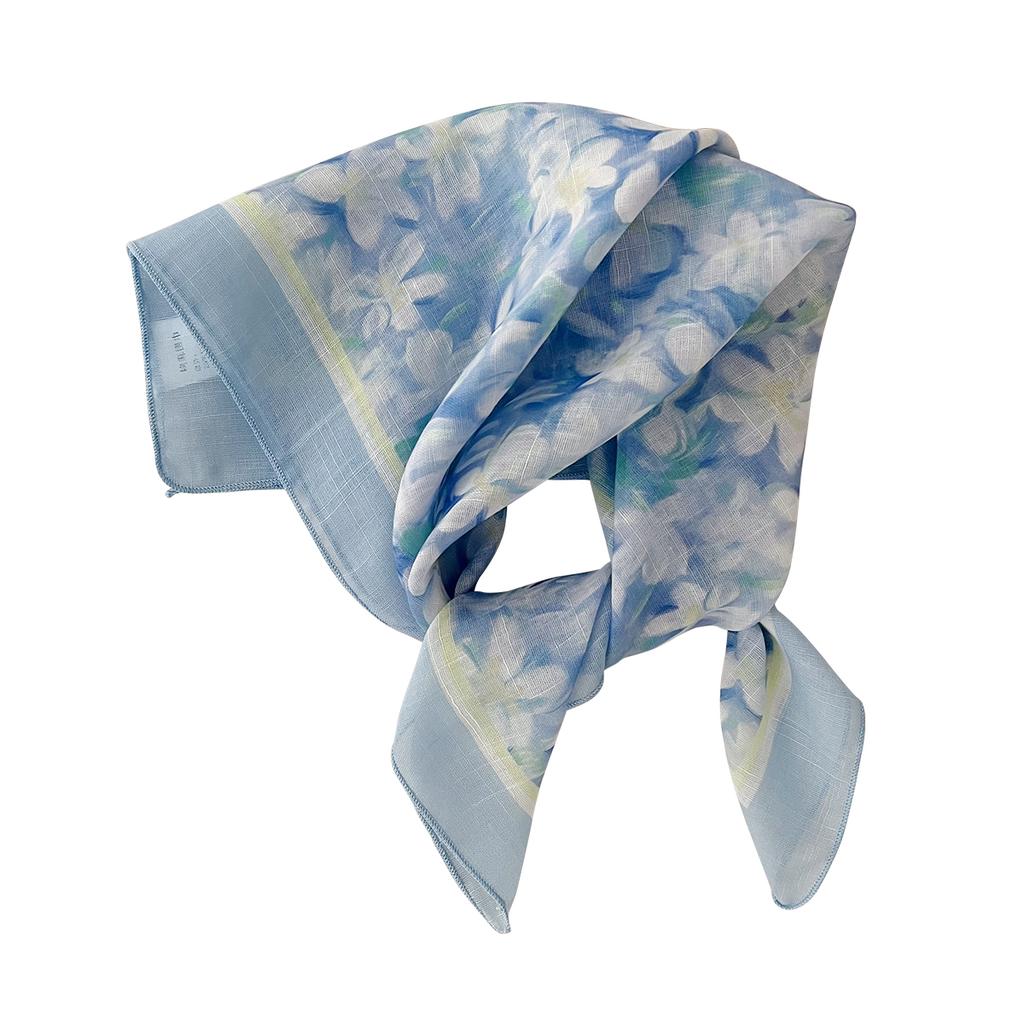 Spring And Summer Small Fresh Literary And Decorative Scarf Women'S Pastoral Versatile Cotton And Linen Small Square Scarf Silk Scarf