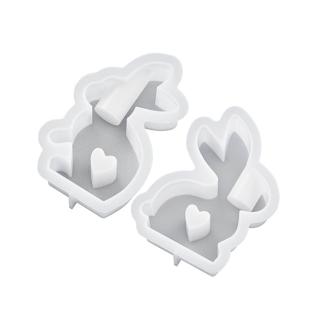 Easter Bunny Heart Candle Holder Silicone Mold for DIY Resin Casting