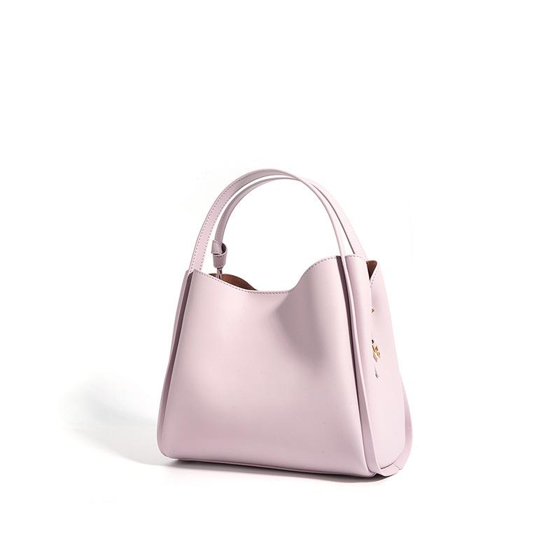 New Leather Vegetable Basket Bag Simple and Fashionable Commuter Bucket Bag Shoulder Crossbody Handbag Women's Bag