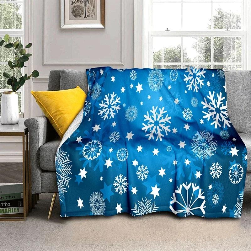 Snowflake Christmas Theme Flannel Throw Blanket Soft Lightweight Warm for Living Room Bedroom Bed Sofa Couch Kids Adults Gifts