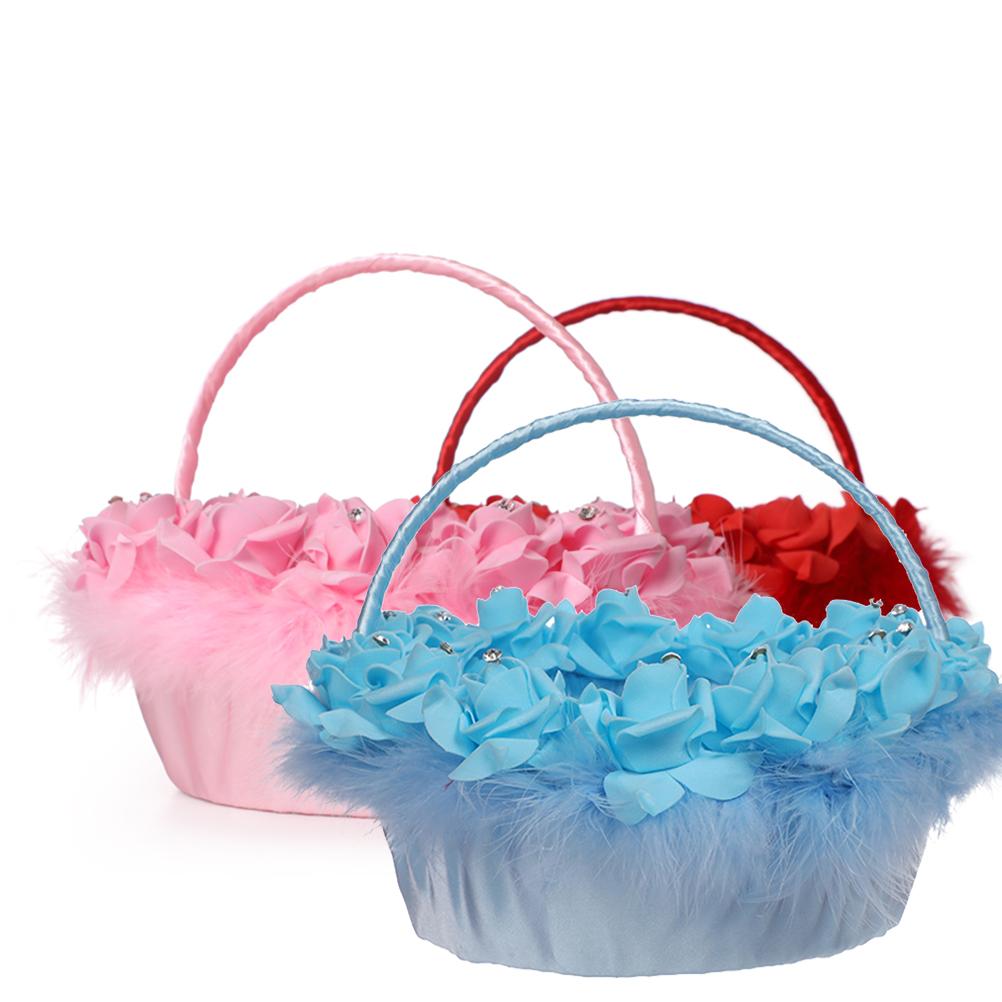 1 szt. Koszyk na kwiaty w stylu zachodnim, koszyk na kwiaty ślubny, delikatny koszyk na kwiaty dla panny młodej, koszyk na kwiaty tkany z imitacji bambusa, kreatywny