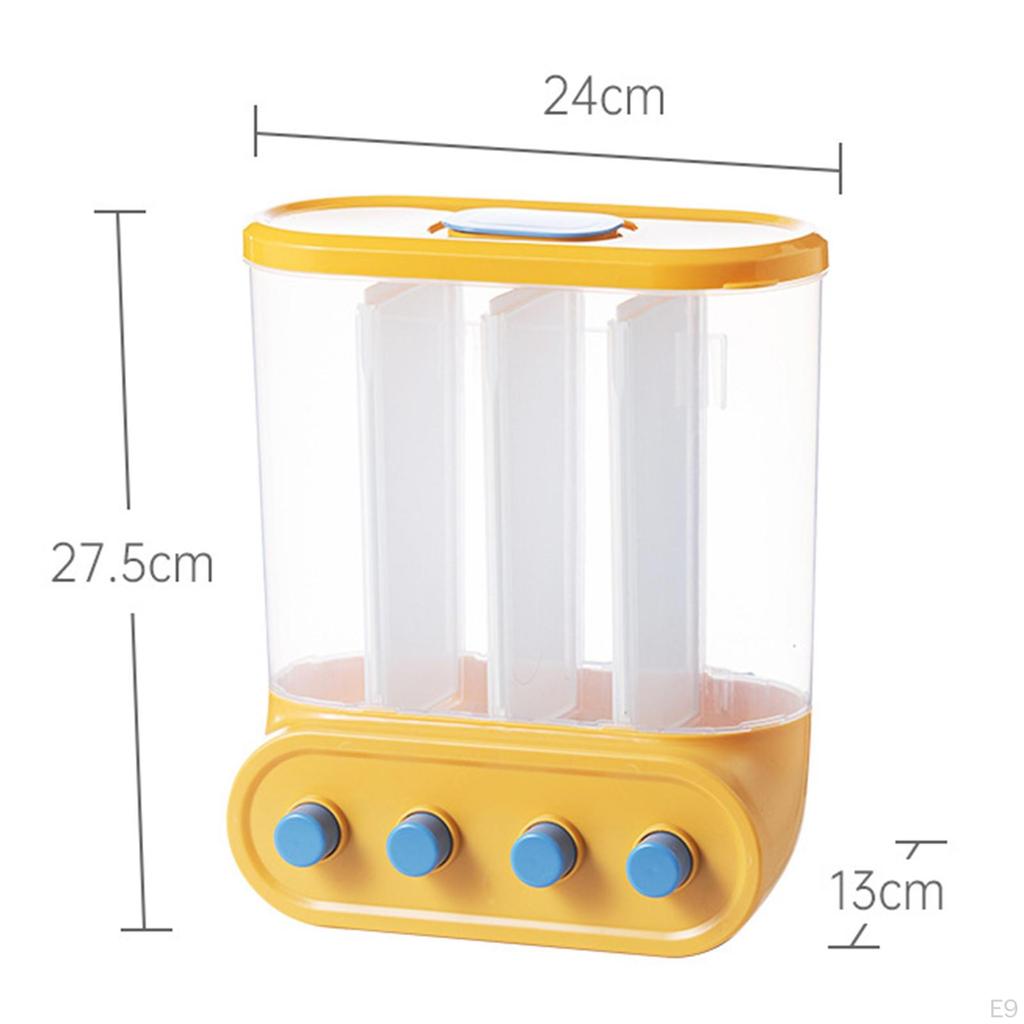 Wall Mounted Dry Food Divided Dispenser, Cereal Storage Box Grains Rice Nut Organizer for Home