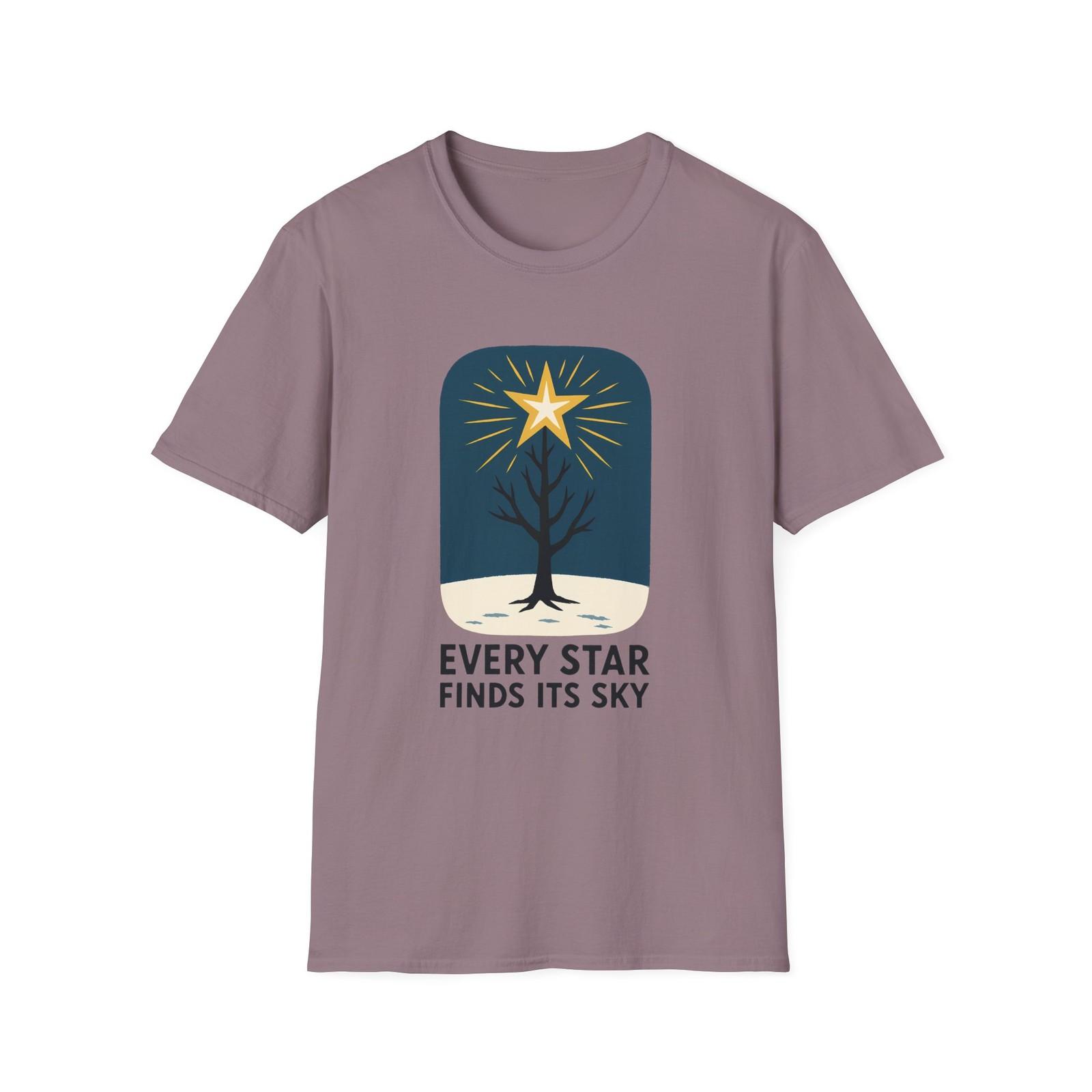 Unisex Softstyle T-Shirt Mens Womens Tees Top Tree Silhouette Snowy Field Minimal Holiday Christmas 3XL