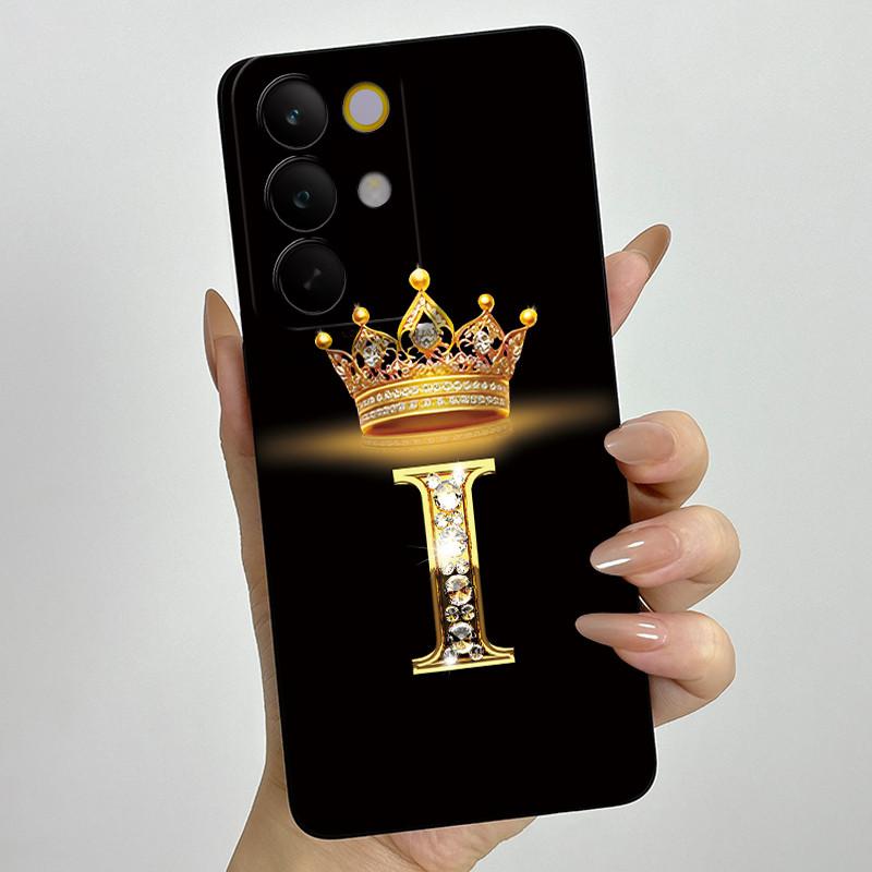 For Realme C85 Pro 2025 Crown Initial Letter Couple Phone Case RealmeC85 Pro 4G RMX5555 Soft Silicone TPU Lens Protective Casing