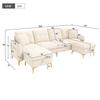 4-seater U-shaped modular sofa bed with 2 storage stools and 2 decorative cushions, total dimensions 263×137×85 cm, Beige