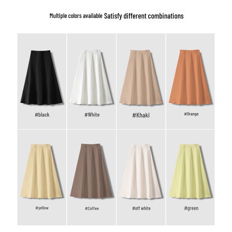 Petite Women's High Waist Woolen Mid-Length Umbrella Skirt, New A-Line Draping Style for Autumn/Winter 2026, Slimming Fit.