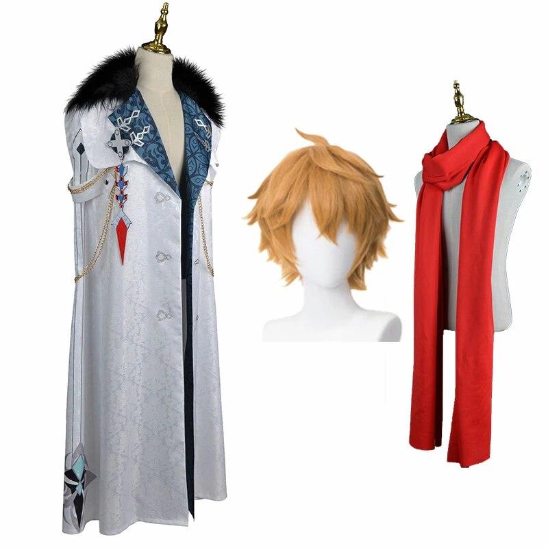 Hra Genshin Impact Il Dottore The Doctor Cosplay Kostým Fatui Harbingers Tartaglia Plášť Šála Uniforma Karneval Party Manteau