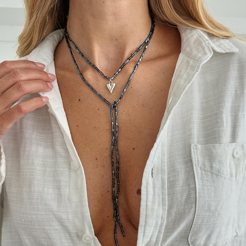 SHIXIN Exquisite Gold Color Long Chain Heart Pendant Necklace Women Retro Adjustable Multi-layer Choker Sweater Chain Lady Gift