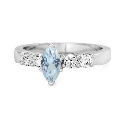 Blue Topaz Tapered Five-Stone Ring – 925 Sterling Silver