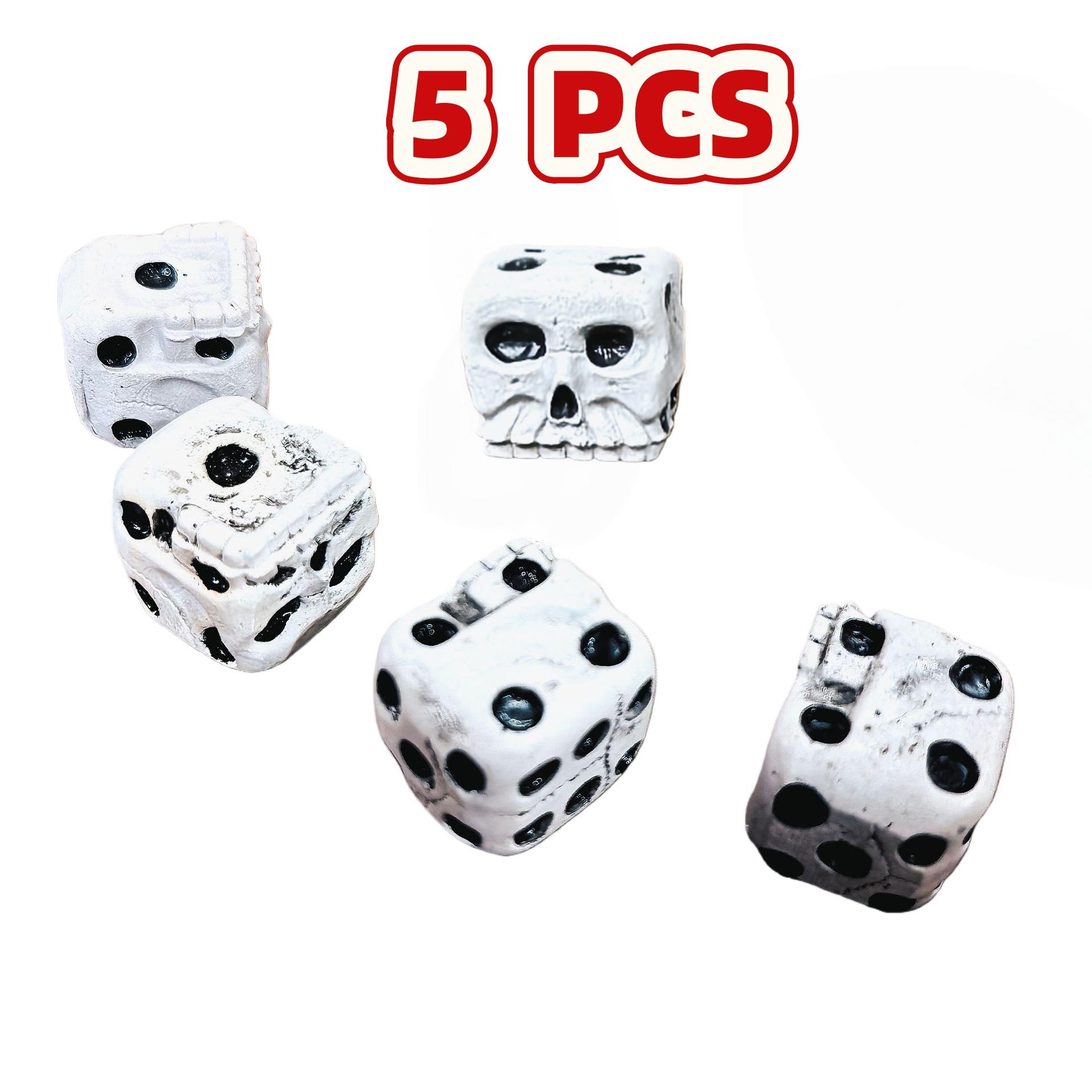 

5Pcs Halloween Dice Set White Skull Game Novel Casual Toy Sets Dungeons And Dragons Sports And Entertainment Role Playing Board Gam