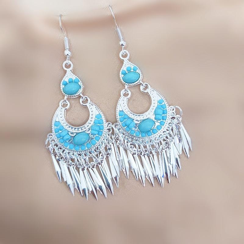 Ethnic style earrings Alloy silver-plated Miao ethnic minority Dong Yi earrings Earrings