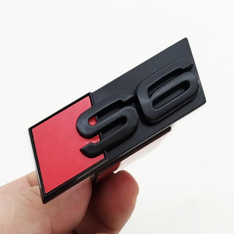 For c11 RS3 3D ABS Chrome Black Logo S3 S4 S5 S6 S7 S8 Emblem Car Front Grill Badge For c11 S 3 4 5 6 7 8 Auto Styling Accessories