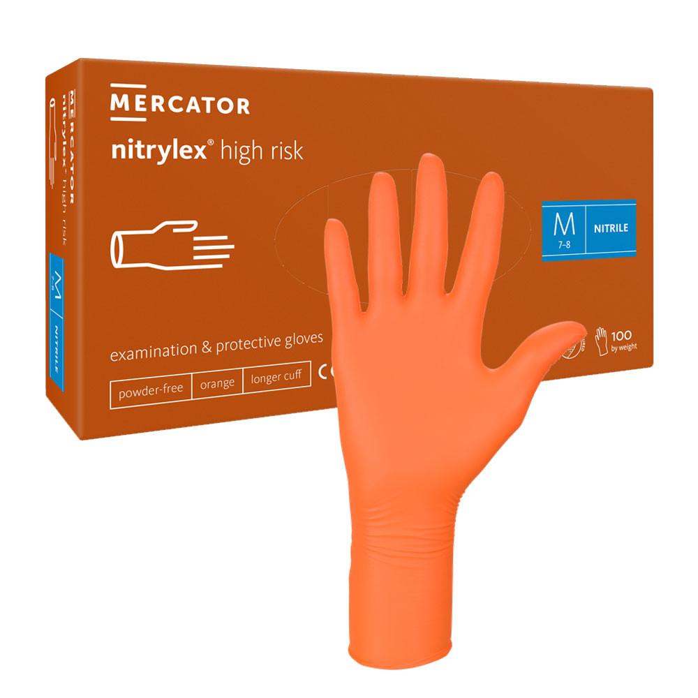 Mercator Nitrylex High Risk Nitrile Gloves Orange 100 Pcs