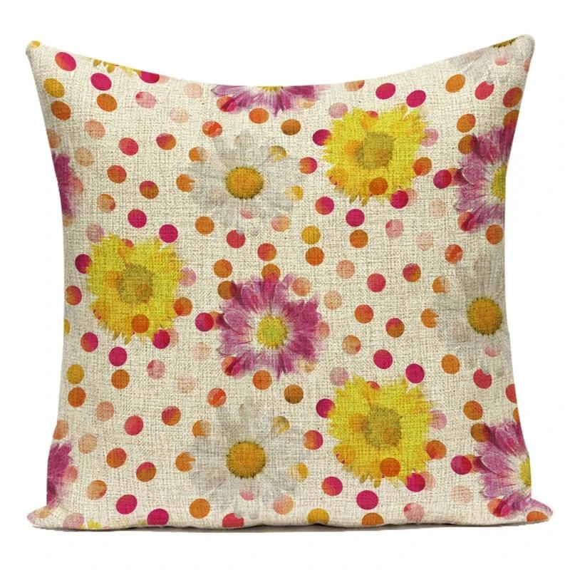 Polyester Decorative Throw Pillows Case Red Rose Purple Lavender Pillow Cover Flower Cushion Cover For Sofa Home Living Room