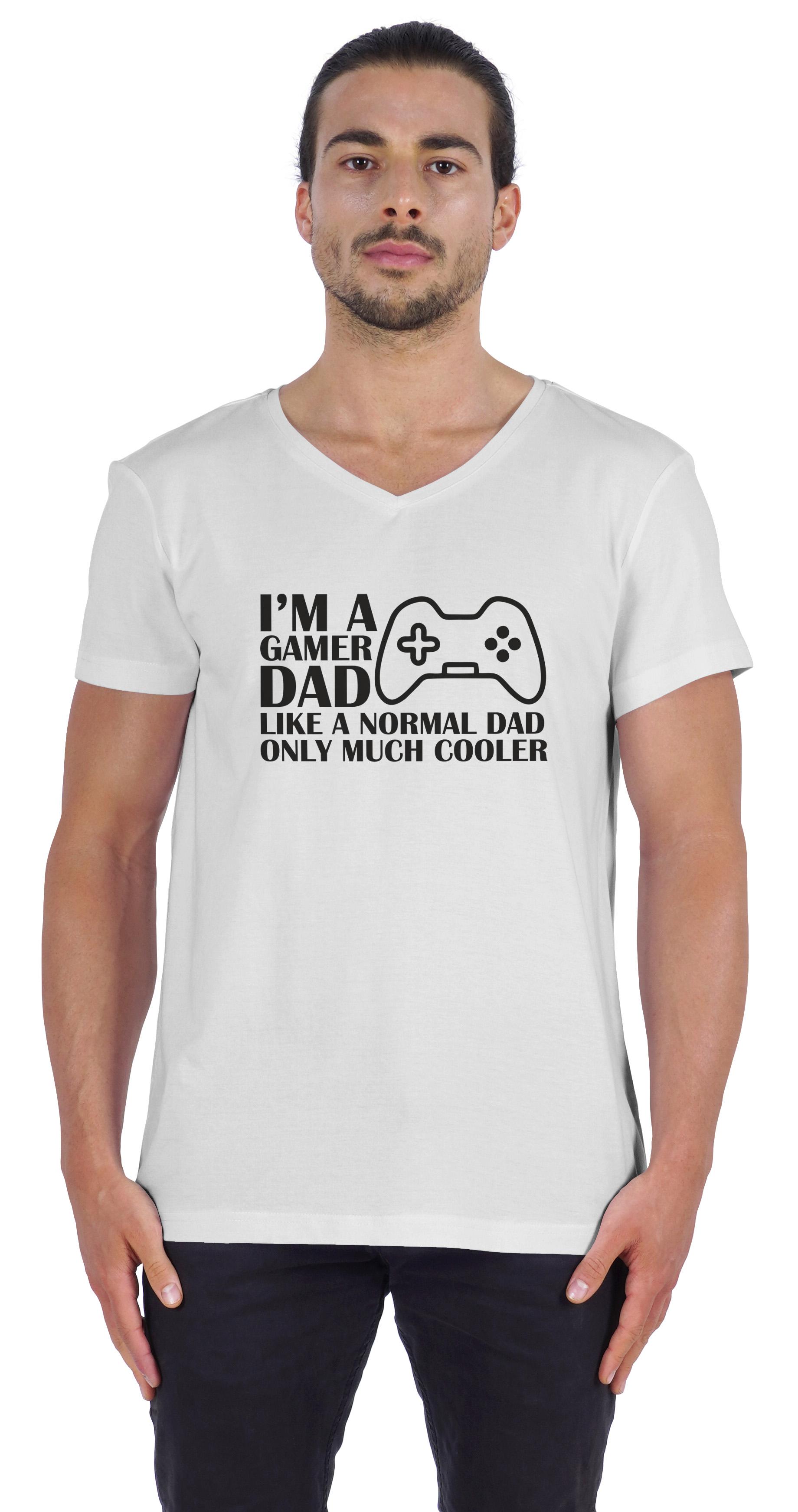 

Чоловіча футболка Inkmeso з V-подібним вирізом і графічним принтом. Я гравець, тато, як звичайний тато, тільки набагато крутіша футболка для геймера XXL білий