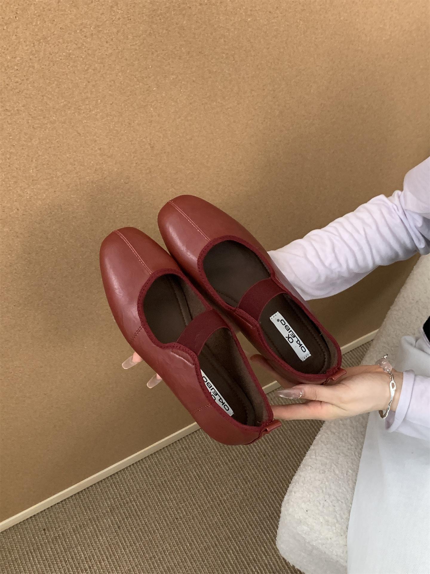 

Fashion IPPEUM Mary Janes Women Ballet Flats Shoes Round Toe 2025 New Fashion Ballerina Shoes 225 красный