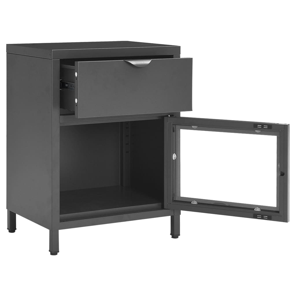 Nightstands 2 pcs Anthracite 40 x 30 x 54.5 cm Steel and Tempered Glass