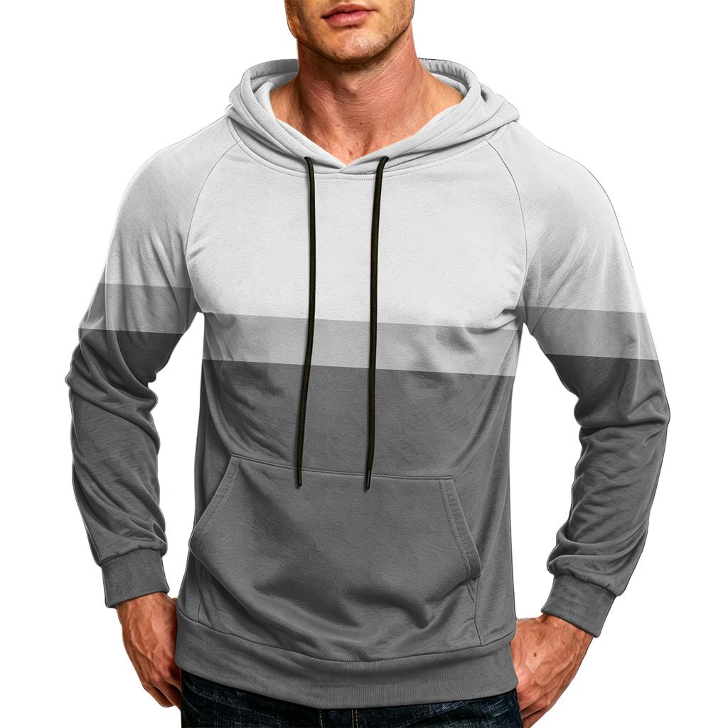 Men's Casual Hoodie with Pocket Drawstring and Printed Design for Everyday Wear