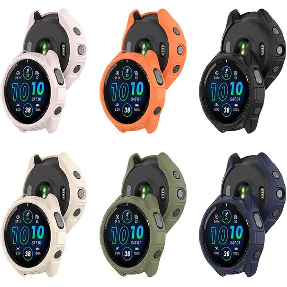 2Pack Soft TPU Case Cover (Black+Green) Compatible with Garmin Forerunner965 Running Smartwatch Protective Case Intended for Forerunner 965 Watch