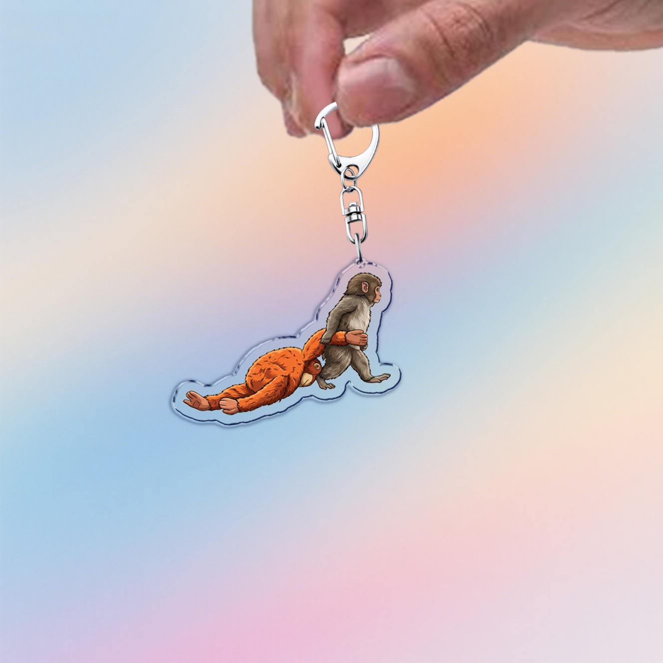 

Hot Punch Monkey Keychains for Women Accessories Bag The Monkey Kun Keyrings Jewelry Friends Fans Friends Gifts