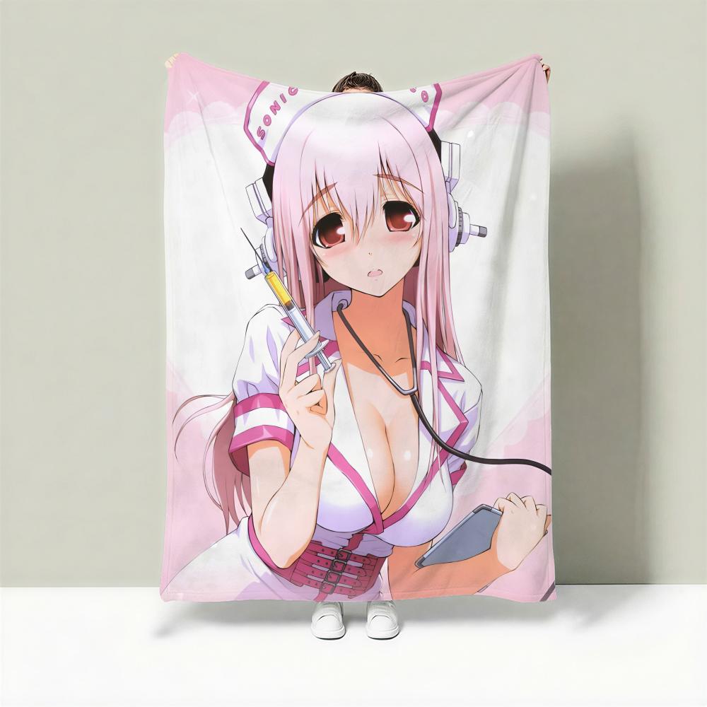 Character S-Super Sonico Throw Lightweight 240g Flannel Blanket Soft Skin-friendly for Summer Cooling