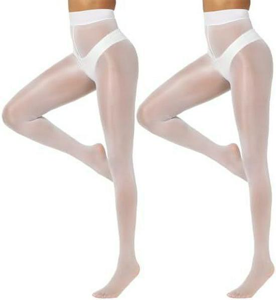 Women's Shiny High-Waisted Silk Tights - Transparent, Skinny Horse Oil Stockings