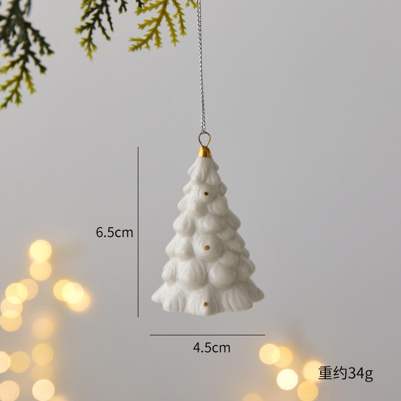 Mini Ceramic Four Tier Puff Christmas Tree Decoration Hanging for Christmas Halloween Thanksgiving Christmas Gift