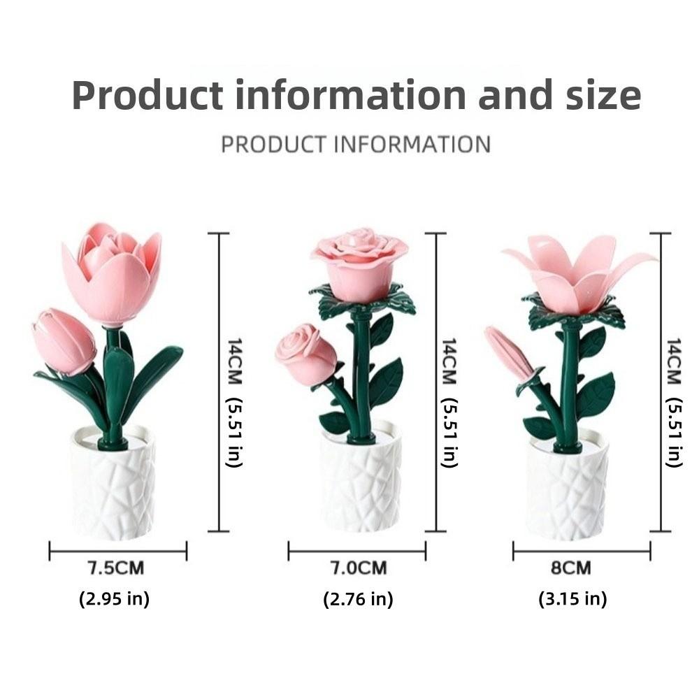 Pink Flower Table Lamp Plastic Atmosphere Night Light Creative Bedside Lamp  Home Decor