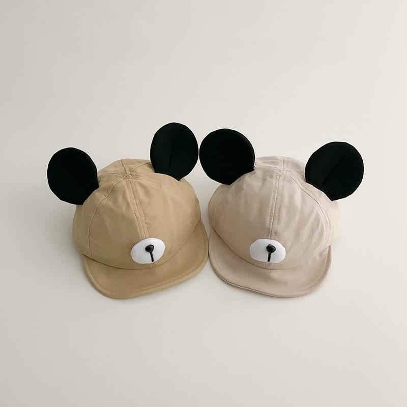 Cute Ears Cartoon Baseball Baby Cap Soft Eaves Infant Toddler Peaked Hat Korean Solid Color Adjustable Kids Sun Hats