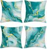 4 stuks Petrol Goud Marmer Abstracte Kunst Bedrukte Kussensloop Polyester Kussenhoes 2D Platte Bedrukking Kussensloop Nu