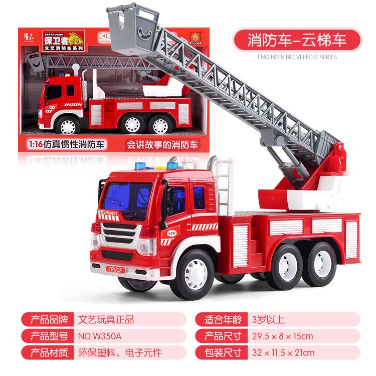 Multifunctional Early Education Simulation Inertia Sound And Light Music Storytelling Fire Truck Model Children'S Toys 1:16