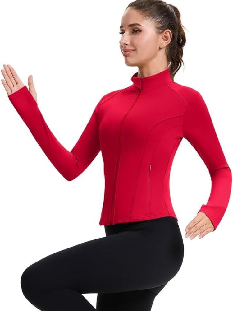 Autumn Slim-Fit Stand-Collar Yoga Jacket, Zip-Up Long-Sleeved Fitness Top