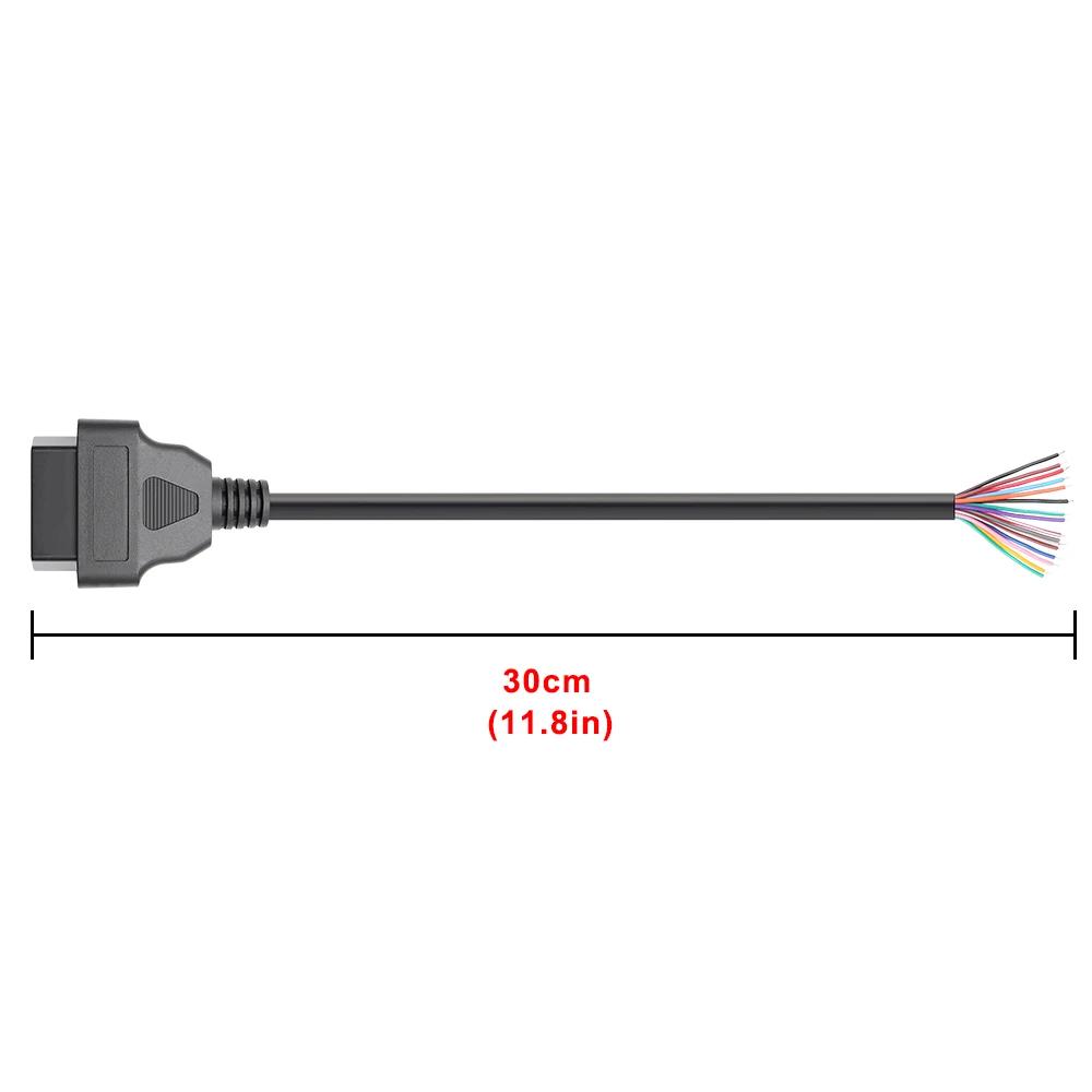 JieYuan 30cm 16pin Hembra a Macho DIY OBD2 Cable de Extensión Automotriz Herramienta de Diagnóstico Automotriz Escáner Conector OBDII