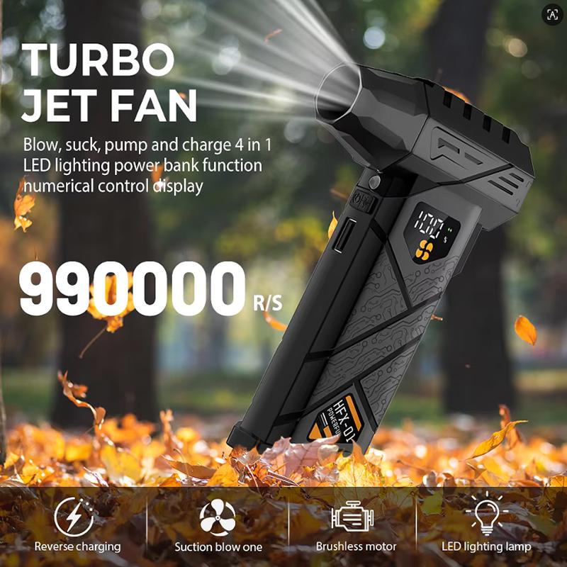 990000RPM /880000RPM Turbo Jet Fan Powerful Air Blower Portable Fan Wireless Dust Cleaner Brushless Leaf Blower Car Wash Air Gun