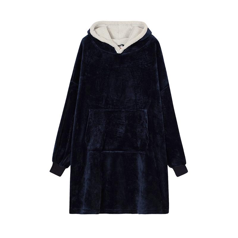 Unisex Winter Fleece Robe - Thick, Warm, Outdoor & Home Mid-Length for Couples