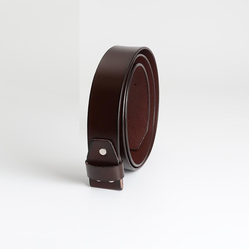 

Мужской гладкий ремень для брюк из коровьей кожи без пряжки, двухслойный, 3,8 см 130cm