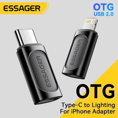 Essager Adaptateur OTG pour éclairage vers Type C, USB Type C vers éclairage PD 20W, charge rapide pour iPhone 15 14 13 12 Pro Max, convertisseur ios