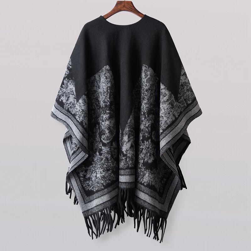 

Sibaishi Color Block Tassel Loose-Fit Women s Coat One Size