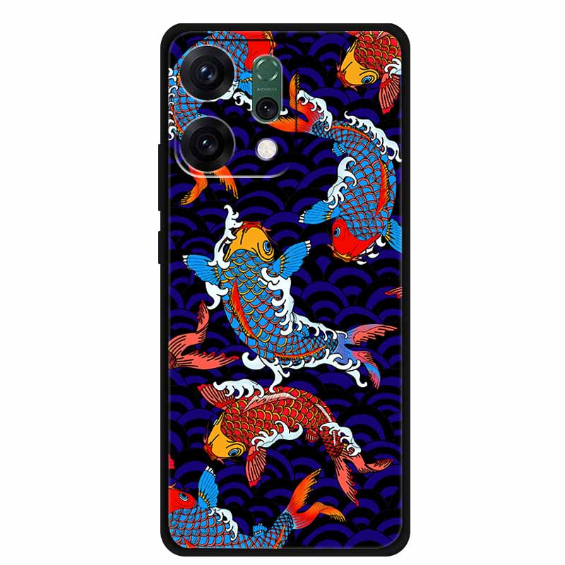 For Oppo Reno 14 5G 3D CaseRelief Flowers Emboss Phone Cover For Oppo Reno 14 Black Silicone Shockproof Soft Fundas Protector