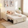 Convertible Sofa, 2-Seater, 3-in-1 Chenille Click-Clack Bed, 142 cm, 2 Pillows, Beige