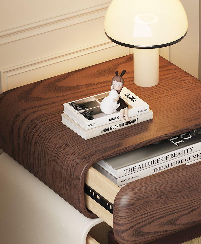 2025 Modern Medieval Solid Wood Bedside Table - Creative, Simple, and Luxurious High-End Storage Cabinet