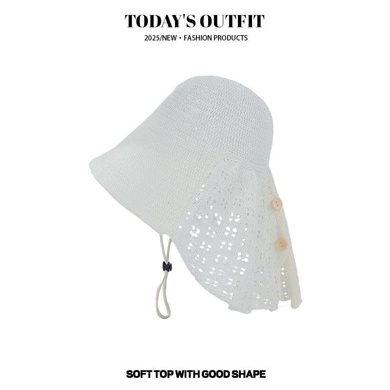Korean Style Fashion Fisherman Hat Thin Shawl Sun Hat Korean Style Straw Woven Breathable Foldable Hollow Beach Fisherman Hat